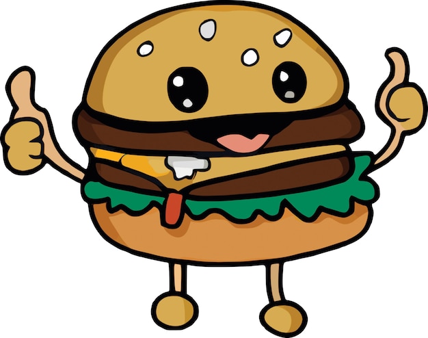 Happy Cartoon Hamburger 2 Thumbs Up