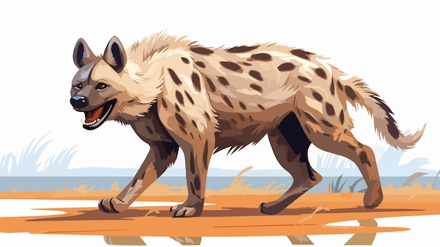 Vector happy cartoon hyena walking and smiling