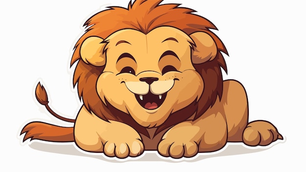 Happy Cartoon Lion Distressed Sticker