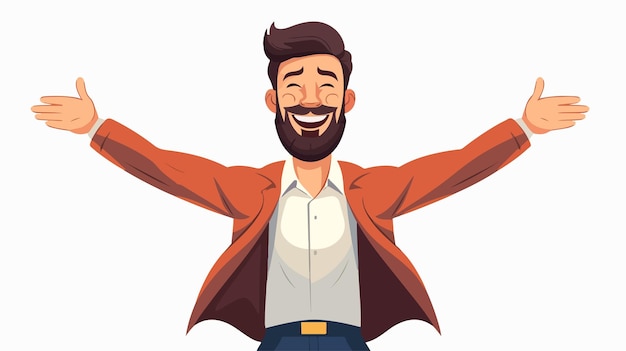 Happy Cartoon Man in Flat Color Style Stock Illustration