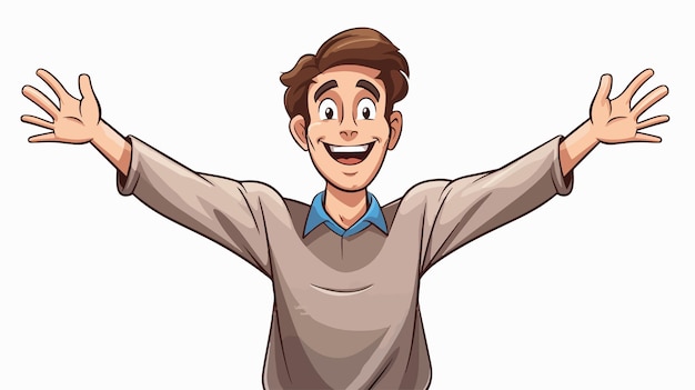 Happy Cartoon Man with Open Arms Welcoming Gesture Stock Illustration