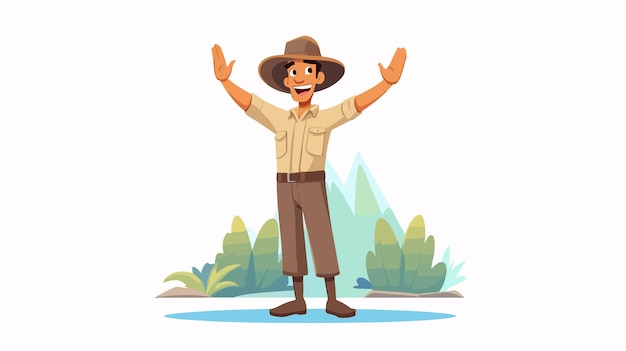 Happy Cartoon Park Ranger Ready to Hug