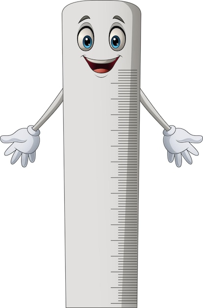 Vector happy cartoon ruler mascot character