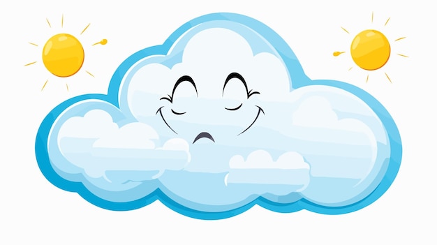 Vector happy cartoon sun and cloud with thought bubble illustration