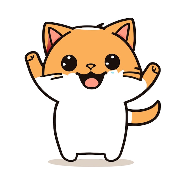 happy cat fluffy ginger cat hands up cat standing on two legs happy less detailed image simple