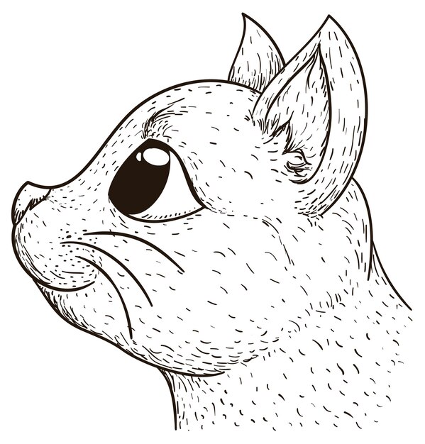 Vector happy cat with soft fur and side view in hand drawn style