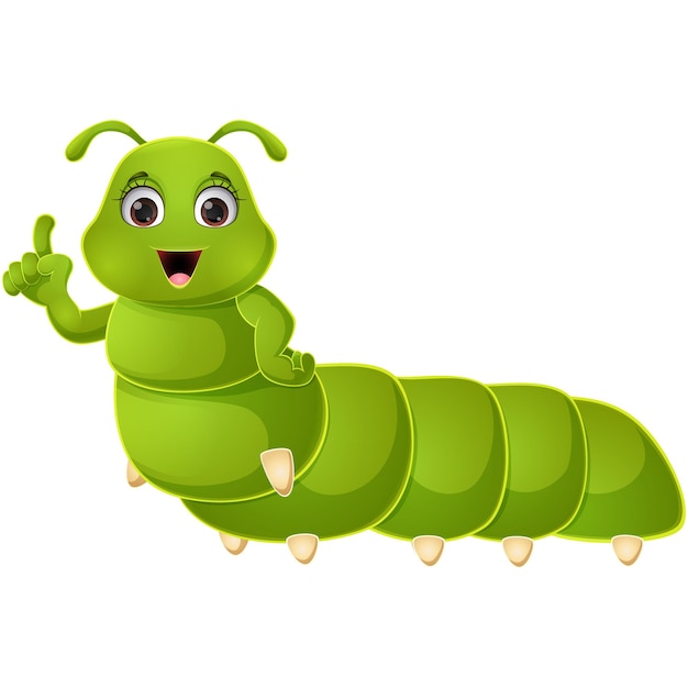 Happy caterpillar cartoon on white background