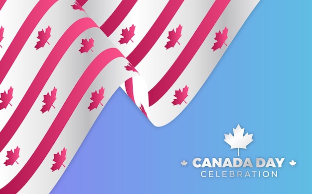 Happy celebration 1st of July Canada Independence Day with waving canada national flag sky background