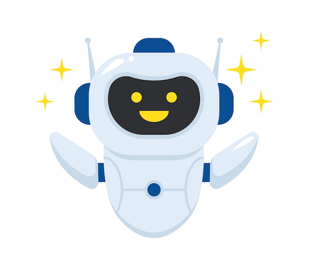 Happy chatbot Character Support Automated Service Vector illustration