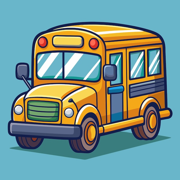 Happy and Cheerful Cartoon School Bus Cartoon Vector Illustration