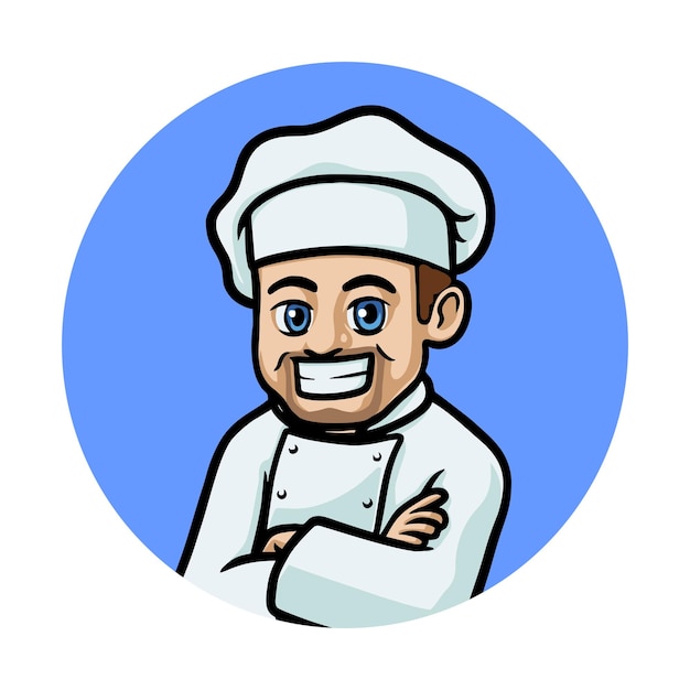 happy chef cartoon icon logo vector