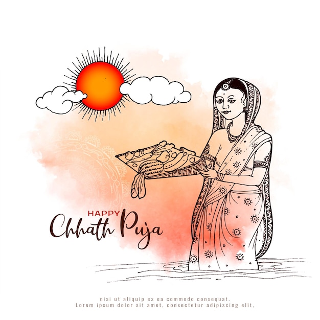 Happy Chhath Puja religious Indian festival background