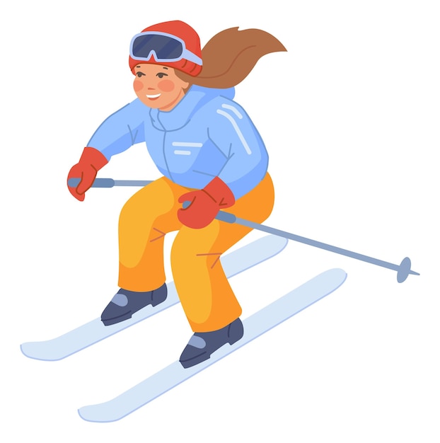 Happy child skiing Healthy kid activity outdoors