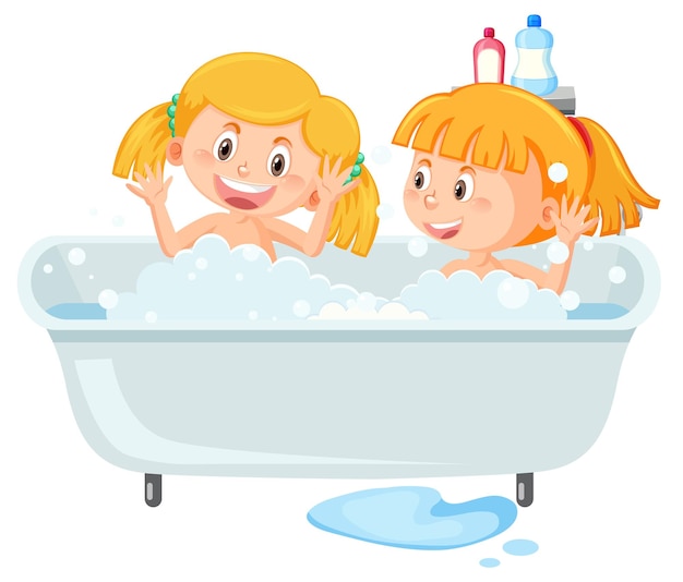 Happy children in bathtub