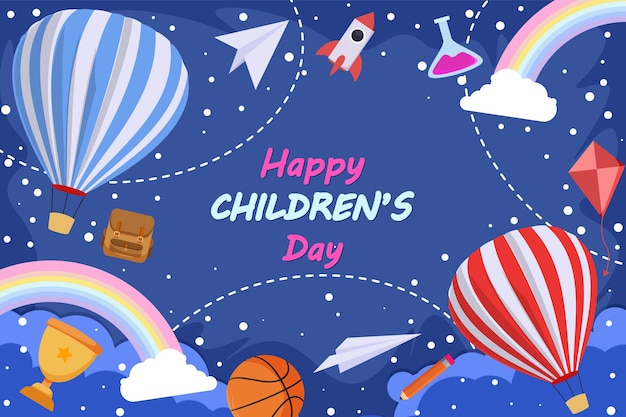 Happy Children Day background blue