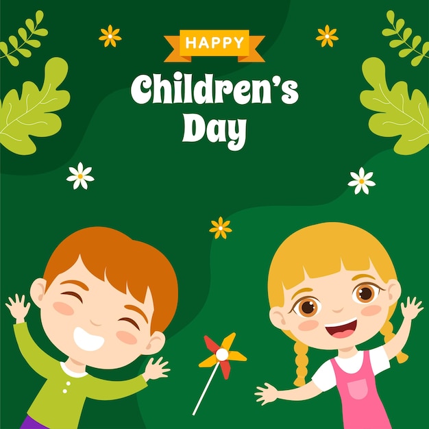 Happy Children Day Social Media Background Illustration Cartoon Hand Drawn Templates