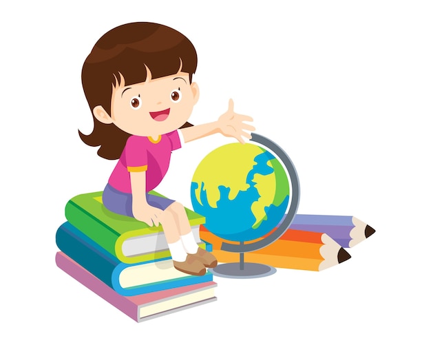 Happy Children reading book Back to School Concept kids and book