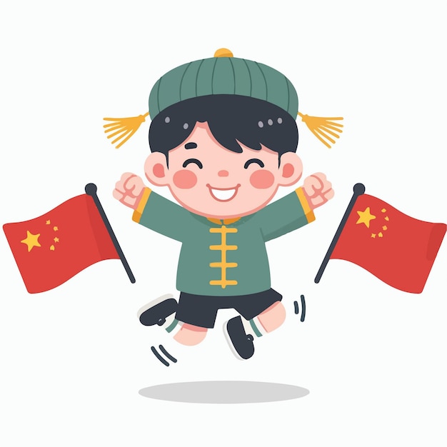 happy chinese boy celebrating lunar new year