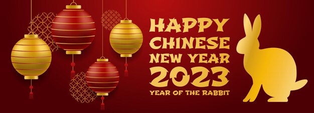 Happy chinese new year 2023 year of the rabbit Holiday banners web poster flyers and brochures greeting cards group bright covers Festive background card templates Vector illustration