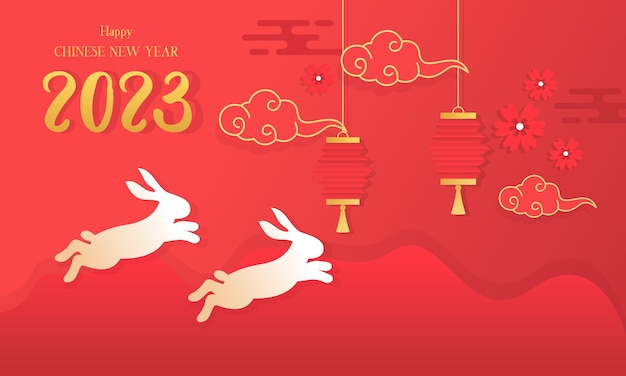 Happy Chinese New Year 2023, Year of Rabbit Luxurious Background