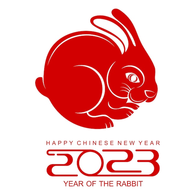 Happy chinese new year 2023 year of the rabbit zodiac sign gong xi fa cai with flowerlanternasian elements gold paper cut style on color Background Translation  Happy new year rabbit year