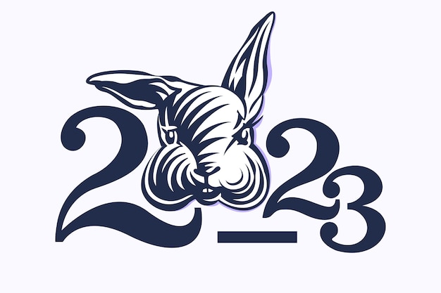 Happy Chinese new year 2023 year of the rabbit zodiac sign Vector emblem