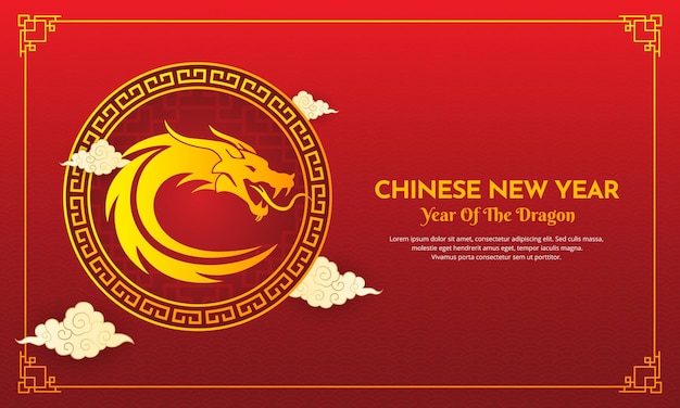 Happy chinese new year 2024 vector Year of the dragon design template vector