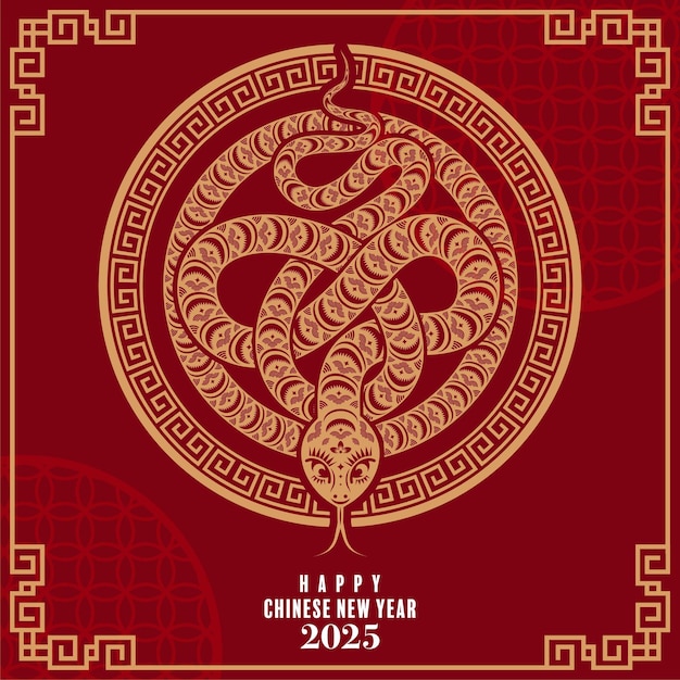 Happy chinese new year 2025 the snake zodiac sign paper cut style on color background