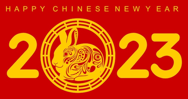 Happy Chinese New Year Year Of The Rabbit Zodiac With Numbers And Text