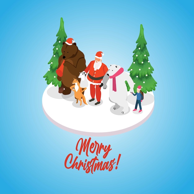 Happy Christmas companions isometric 3d