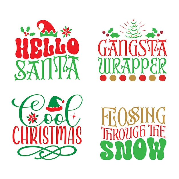 Happy Christmas Tshirt And SVG Design Bundle Merry Christmas SVG Quotes Tshirt Design Bundle