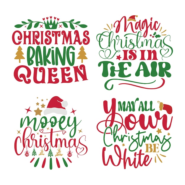 Happy Christmas Tshirt And SVG Design Bundle Merry Christmas SVG Quotes Tshirt Design Bundle