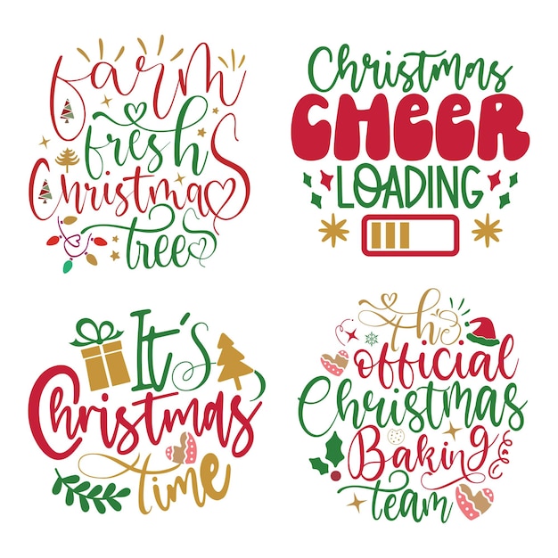 Happy Christmas Tshirt And SVG Design Bundle Merry Christmas SVG Quotes Tshirt Design Bundle