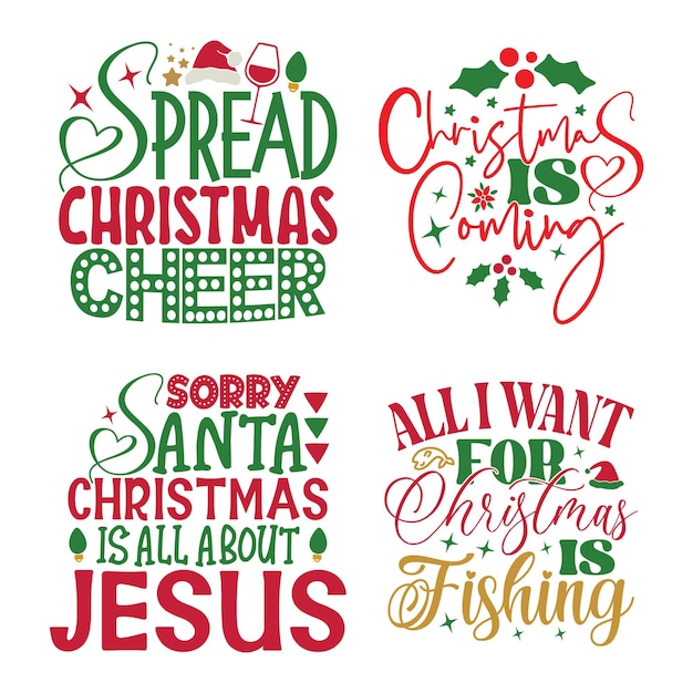 Happy Christmas Tshirt And SVG Design Bundle Merry Christmas SVG Quotes Tshirt Design Bundle