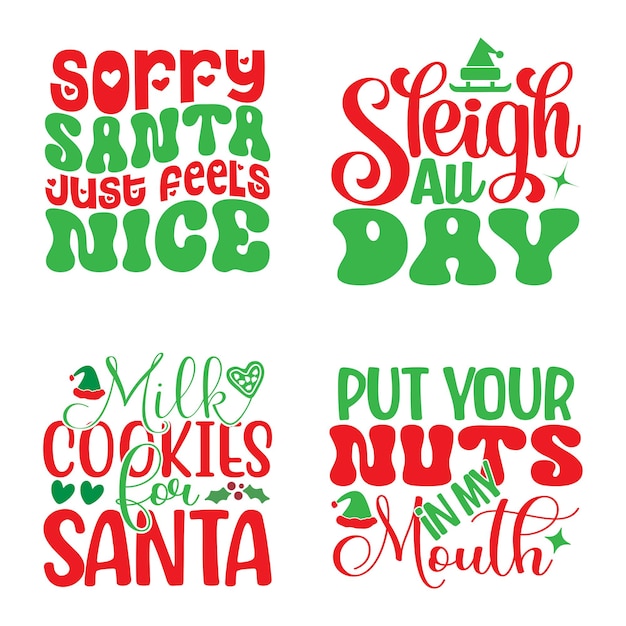 Happy Christmas Tshirt And SVG Design Bundle Merry Christmas SVG Quotes Tshirt Design Bundle