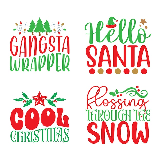 Happy Christmas Tshirt And SVG Design Bundle Merry Christmas SVG Quotes Tshirt Design Bundle