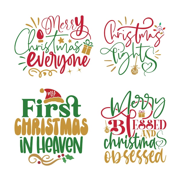 Happy Christmas Tshirt And SVG Design Bundle Merry Christmas SVG Quotes Tshirt Design Bundle