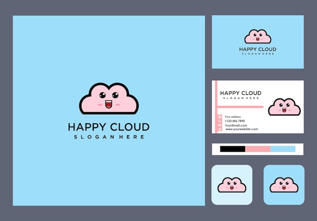 Happy cloud logo and business cars icon