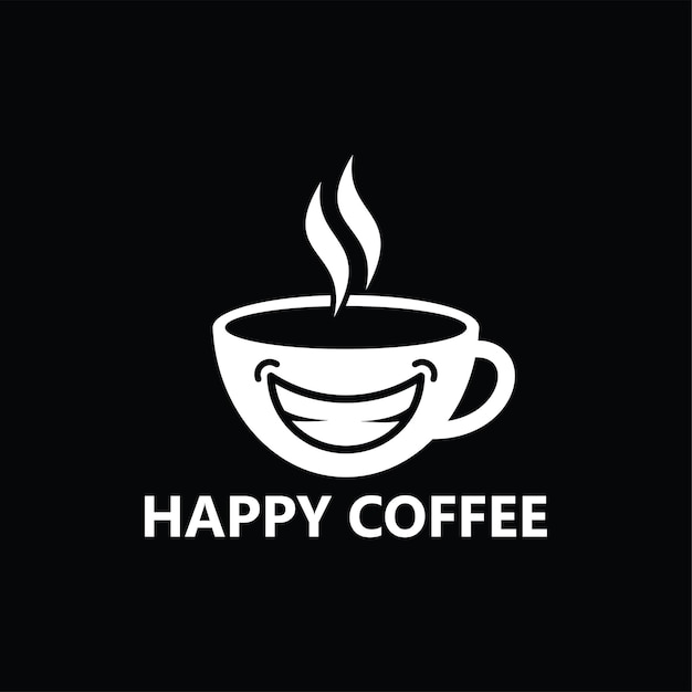 Happy coffee logo template design