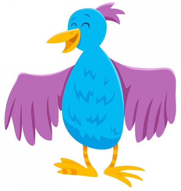 Happy colorful bird cartoon character