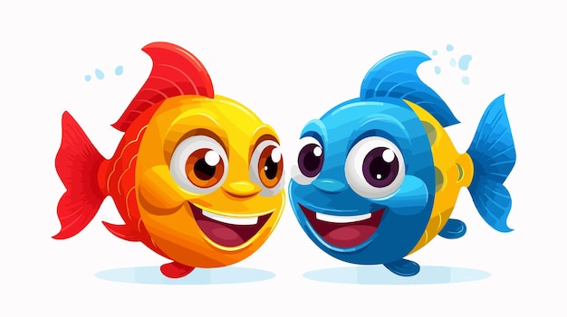 Vector happy and colorful fish smiling joyfully