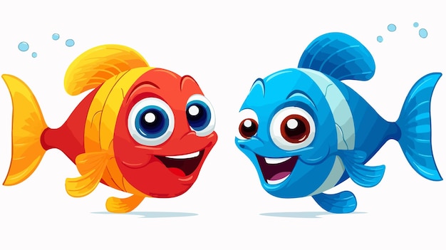 Vector happy and colorful fish smiling joyfully