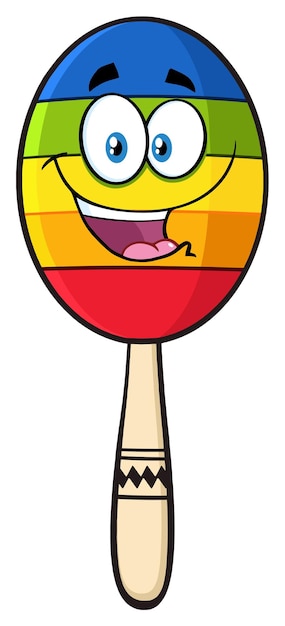 Happy Colorful Mexican Maracas Cartoon Mascot Character Vector Illustration