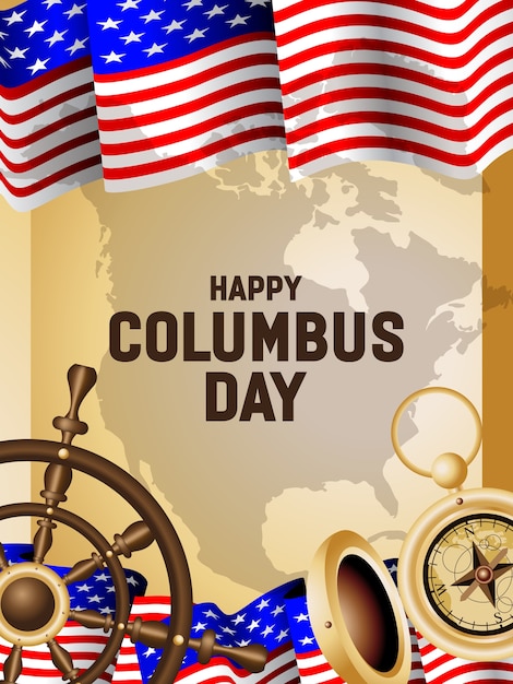 HAPPY COLUMBUS DAY POSTER ILLUSTRATION