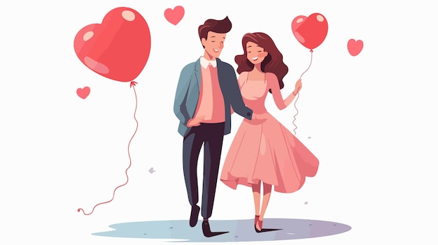 Happy Couple Cartoon Flat Vector Isolated on White Background