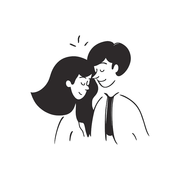 Happy couple hand drawn Vector Illustration in sketch doodle style