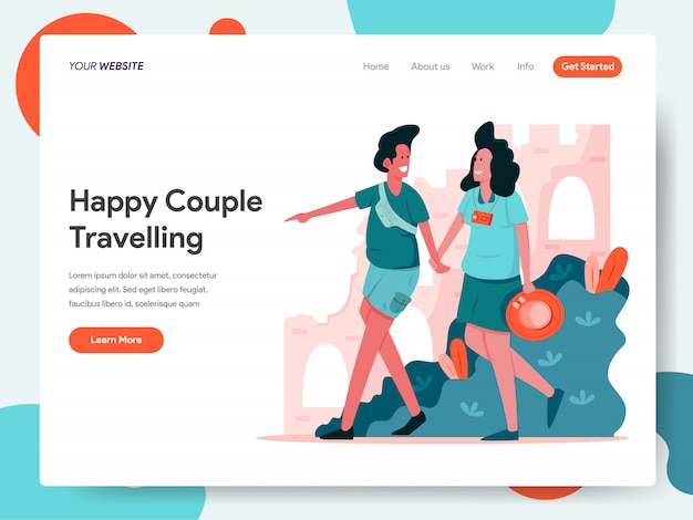 Happy Couple Travelling banner for landing page