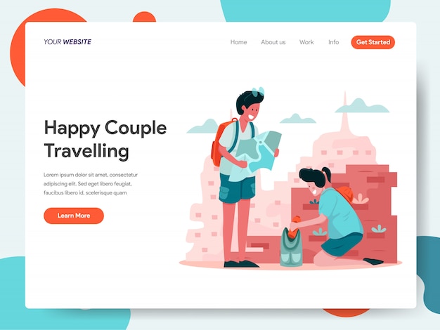 Happy Couple Travelling banner for landing page