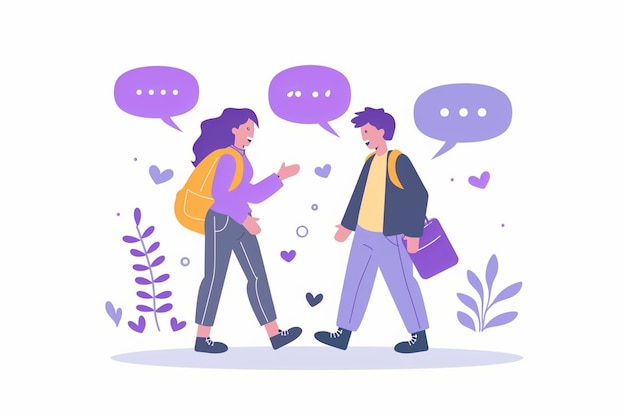 Happy Couple Walking Illustration