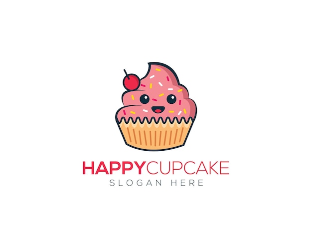 Happy Cupcake Abstract Logo Icon Design